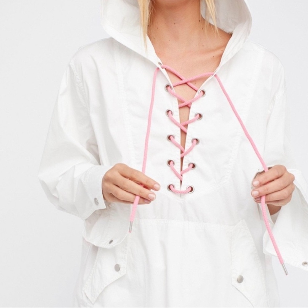 Free People Lace Up Poplin Hooded Pullover Jacket XS/S - Picture 6 of 6